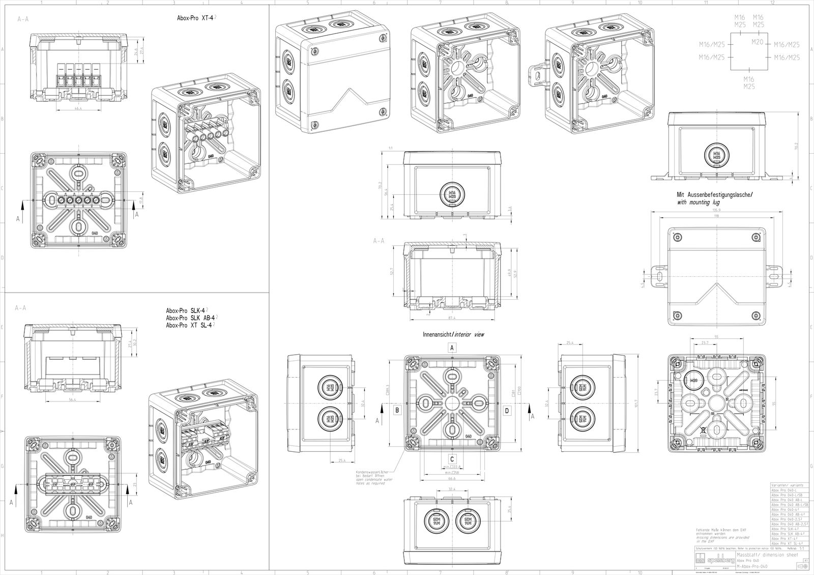 Abzweigkasten 102x102mm Kst gr IK09 hfr IP66/IP67/IP69