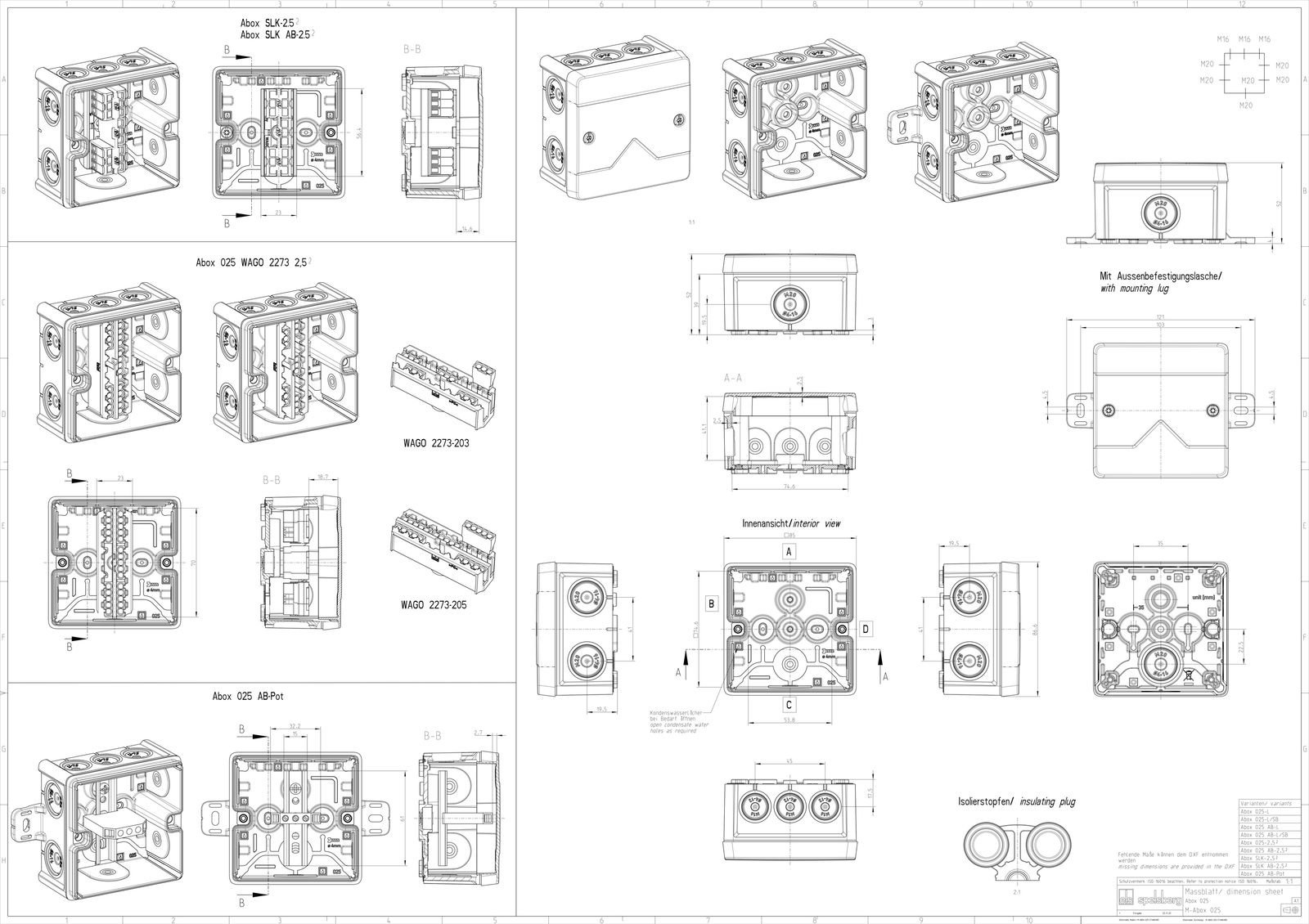 Abzweigkasten 87x87mm Kst gr IP66 IK07 hfr