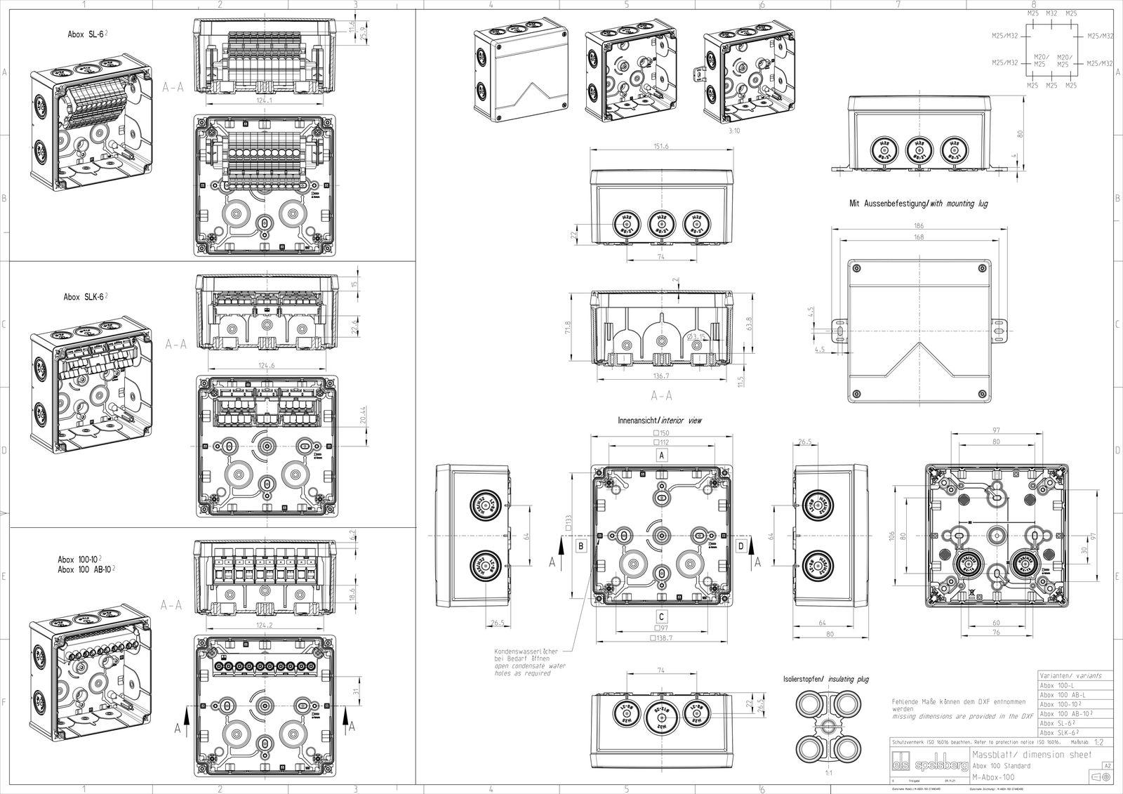Abzweigkasten 152x152mm Kst gr IP66 IK07 hfr