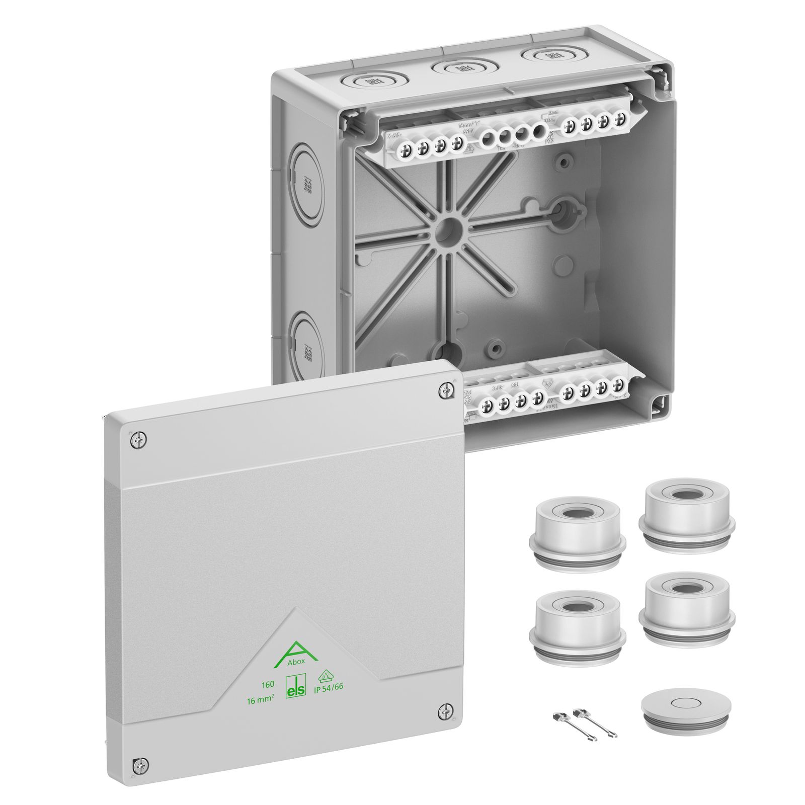 Abzweigkasten 182x182mm Kst gr IP55 IK07 hfr