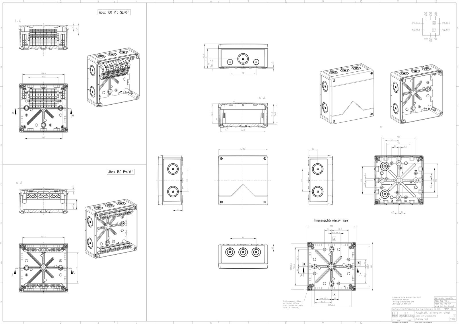 Abzweigkasten 182x182mm Kst gr IP55 IK07 hfr