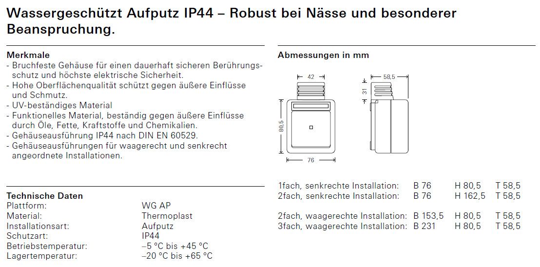 Gehäuse AP 1f Kst lgr WG AP mt Geh-UT IP44