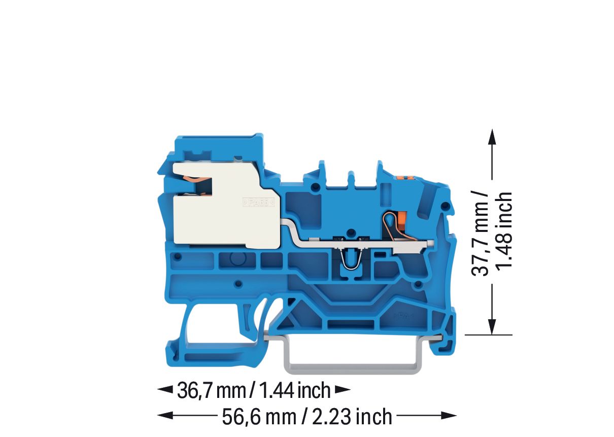 N-Trennklemme 0,25-4qmm 32A 3x10mm bl Anschlussplatte erforderlich Federzugans