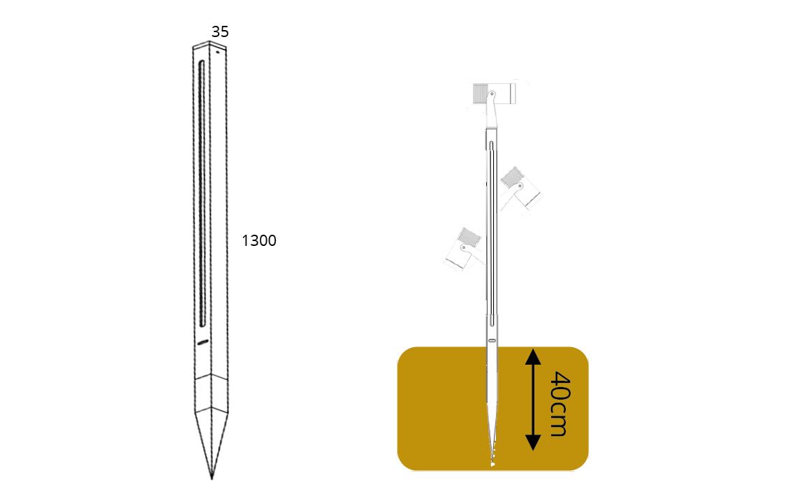 Erdspieß graphit HOVDEN Alu L1300mm B35mm H35mm