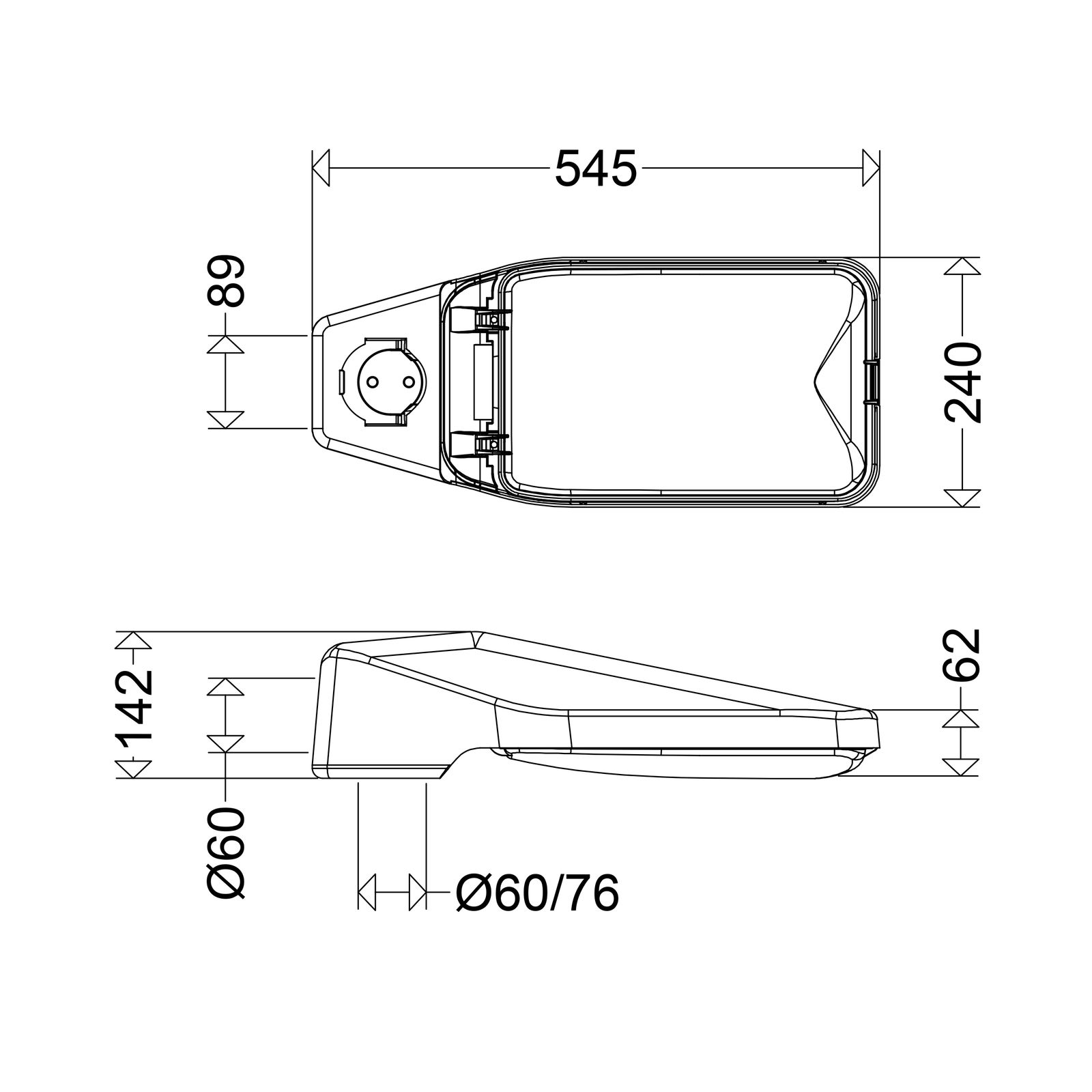 LED-Straßenleuchte 35W FILOS Aufs/Ans gr 42-76mm 3000K 5390lm Kst Kst_tr IP66 II