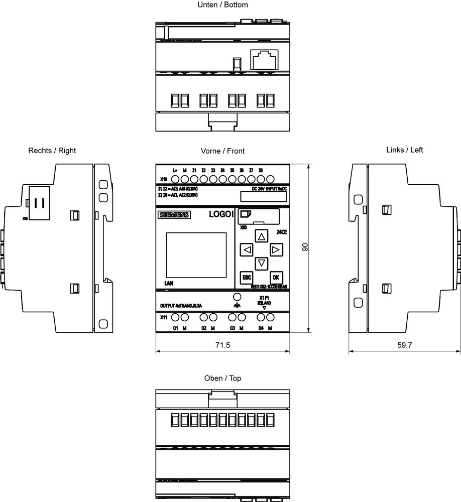 SPS-Steuerung modular LOGO! 20,4-28,8VDC 4analogEing 8digiEing 4digiAusg