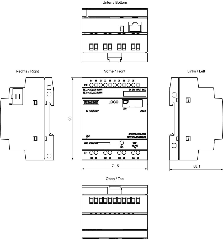 SPS-Steuerung modular LOGO! 20,4-28,8VDC 4analogEing 8digiEing 4digiAusg