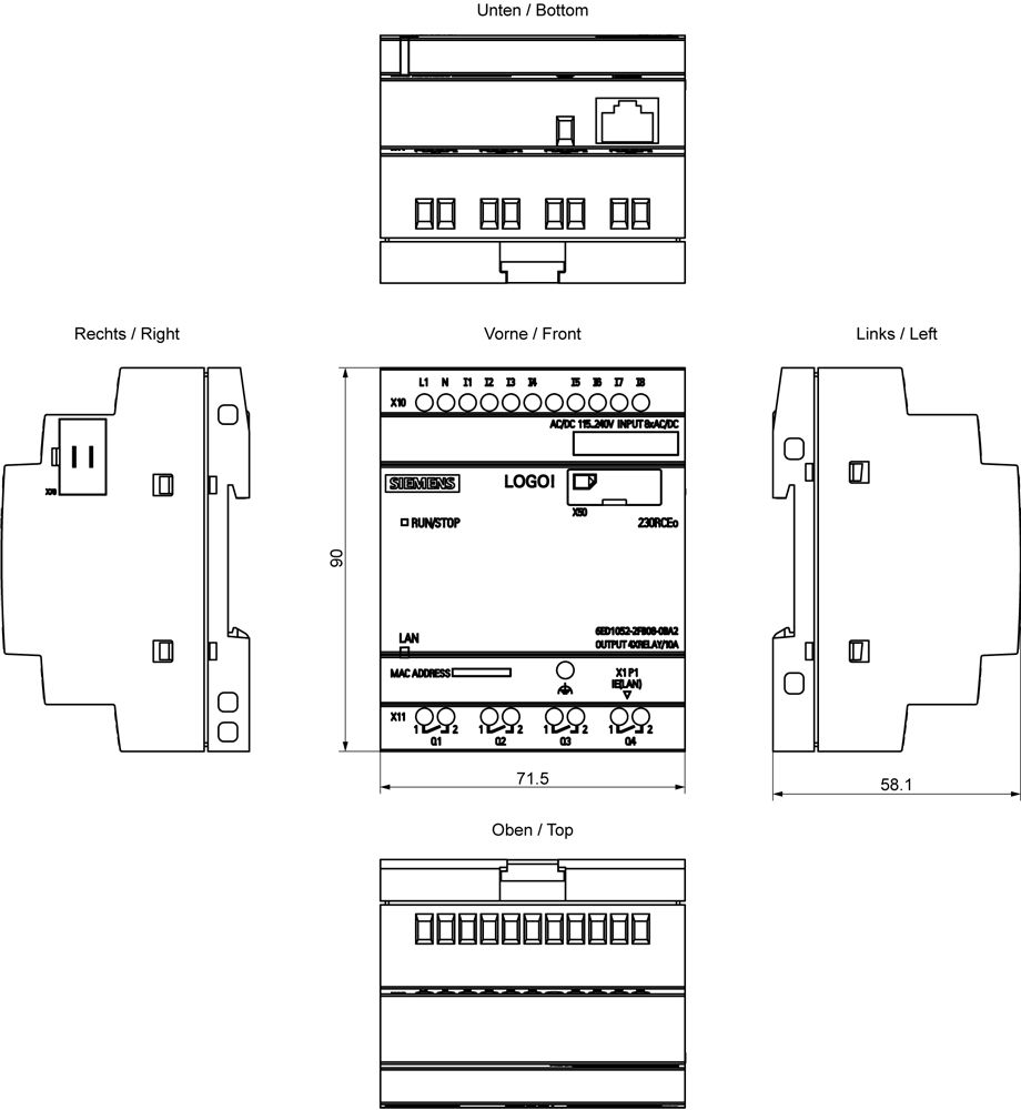 SPS-Steuerung modular LOGO! 115-240VUC 4RelaisAusgang 8digiEing 4digiAusg