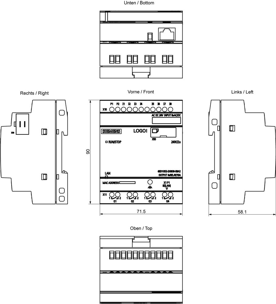 SPS-Steuerung modular LOGO! 24VUC 4RelAusg 24VAC/DC 8digiEing 4digiAusg