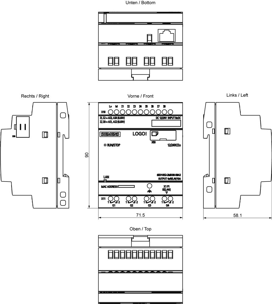 SPS-Steuerung modular LOGO! 10,8-28,8VDC 4RelaisAusgang 4analogEing 8digiEing