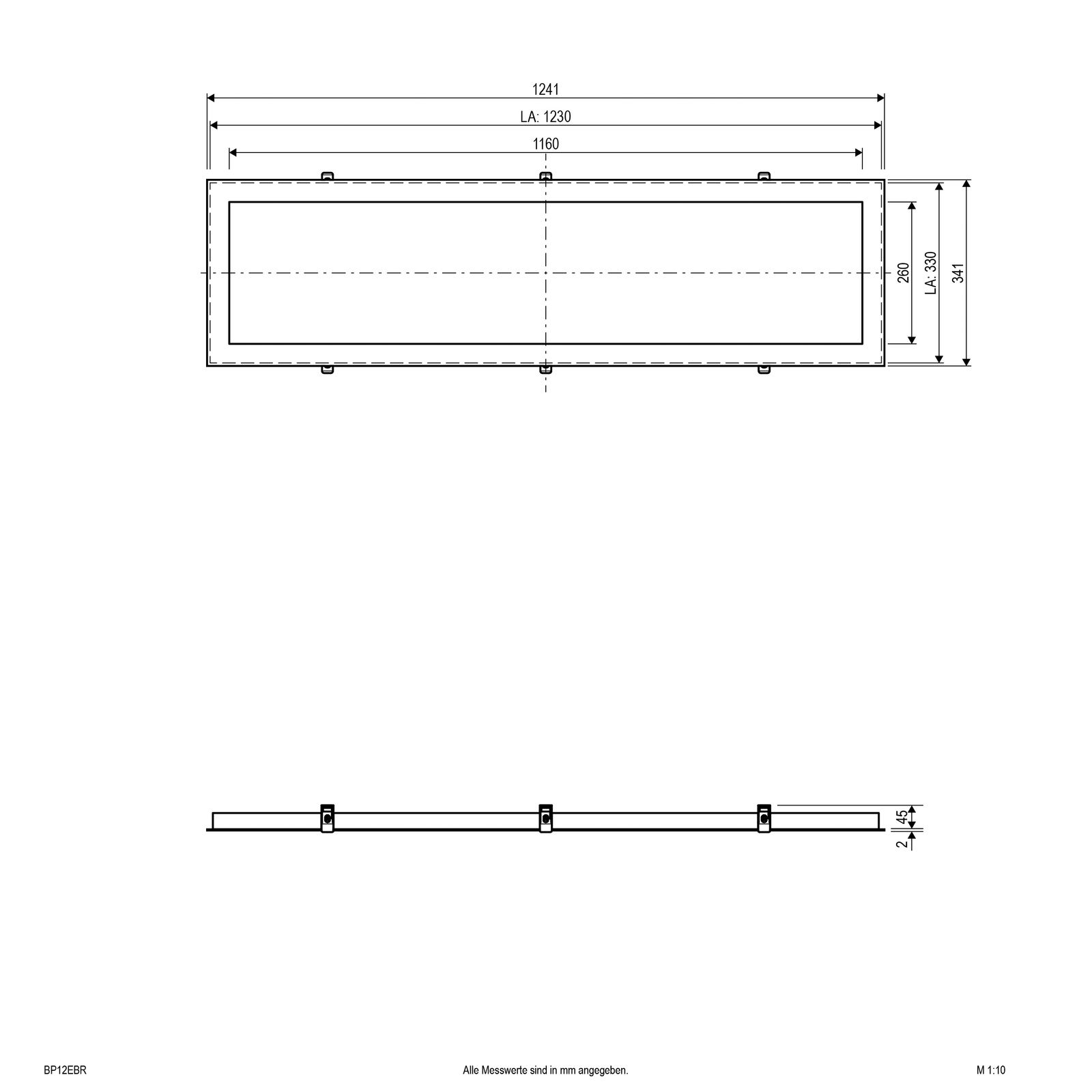 Einbaurahmen ws Alu L1241mm B341mm H31mm