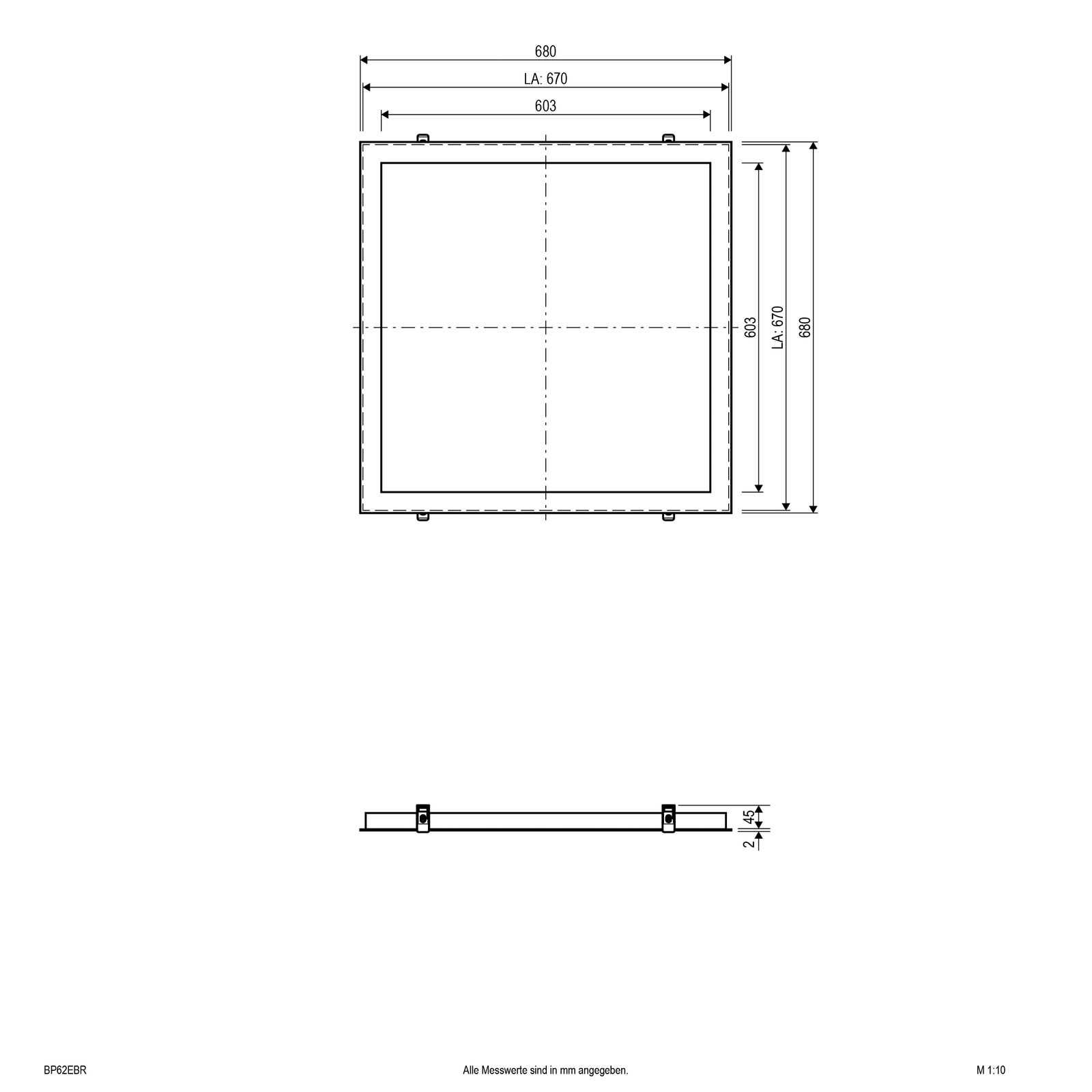 Einbaurahmen ws Alu L680mm B680mm H31mm