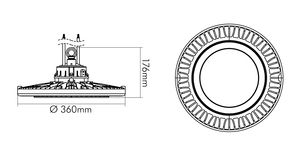 LED-Hallenleuchte 4000K 160W 24400lm Konv sym 1LED IP65 Mit Schutzabdeckung