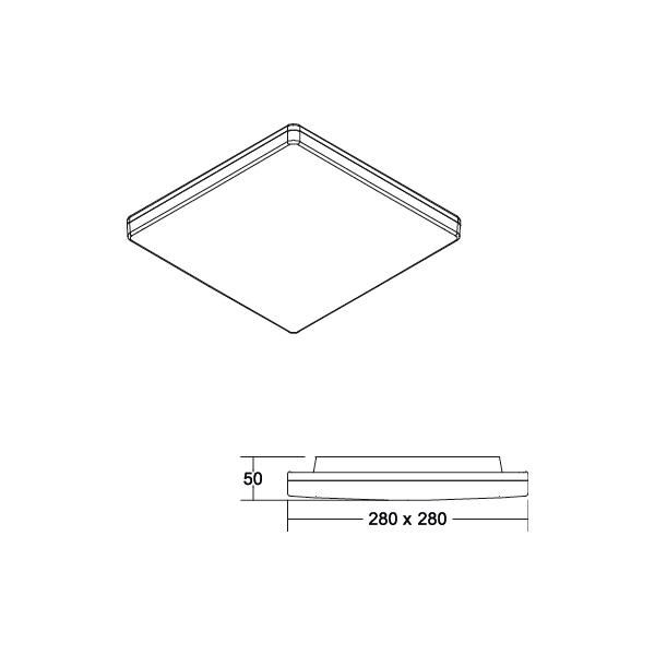 LED-Anbauleuchte 13-18W 3000-5700K ws 1881lm IP65 280x280x50mm