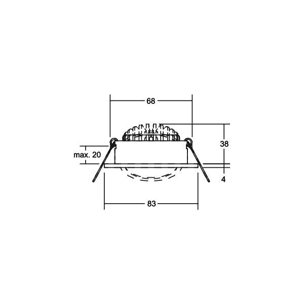 LED-Einbaustrahler 6,7W 3000K 570lm sw mt IP20 1LED Alu RF:hochglänzend