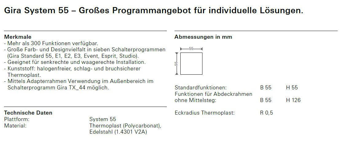 Wippe Schalter System 55 edst mt Geeignet für Bussystem-Tasterankopplung