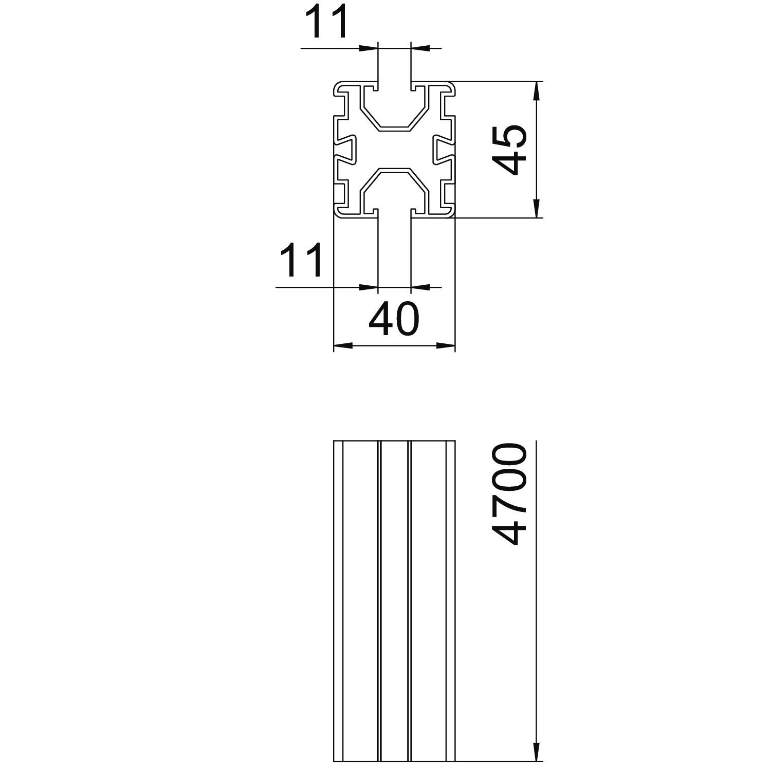 PV-Montageprofil 4700m sw Alu 40x45mm