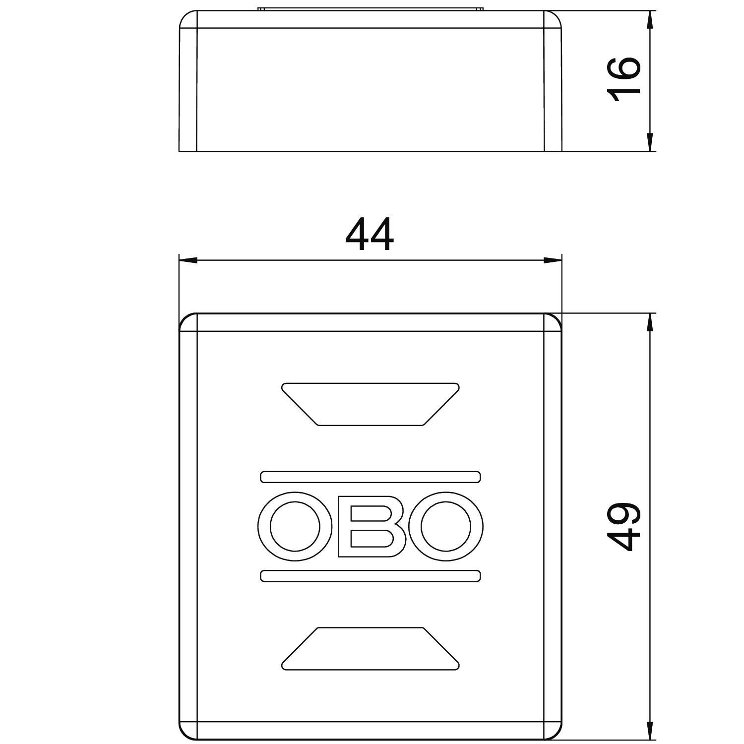 Endkappe Kst T-Profil 16x44mm gr