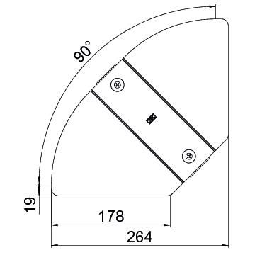 Deckel Bogen Edst vz Drehriegel 200xmm f.Kabelrinne