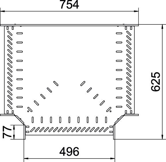 T-Stück Kabelrinne ST 110x500mm vz horiz int.Verb