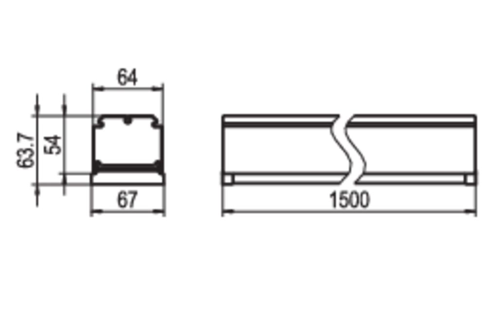 LED-Geräteträger 51W LINIA EVO 4000K ws 9070lm 1LED IP20 67x1500x64mm