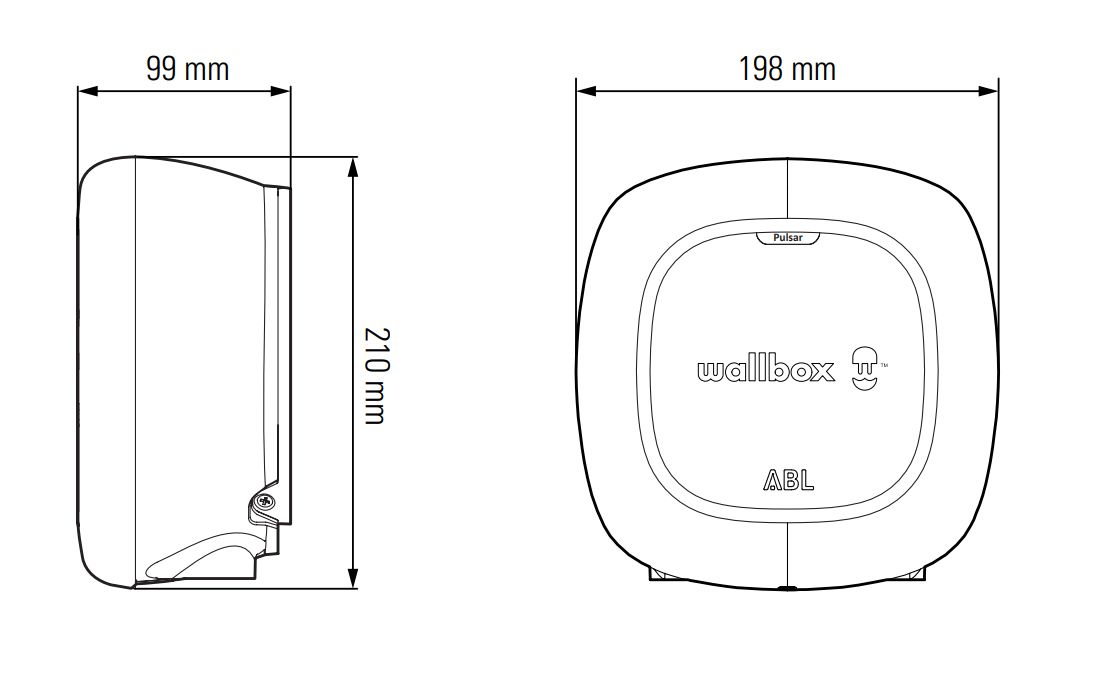 Wallbox 11kVA 3ph L5m 1f 11kW/Ladep IP55 201x198x99mm Wandmont Kst IK10