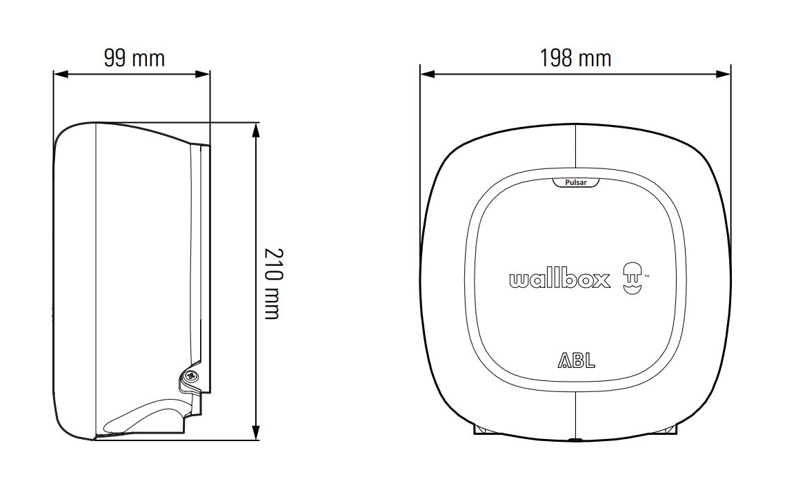 Wallbox 22kVA 3ph L5m 1f 22kW/Ladep IP55 201x198x99mm Wandmont Kst IK10