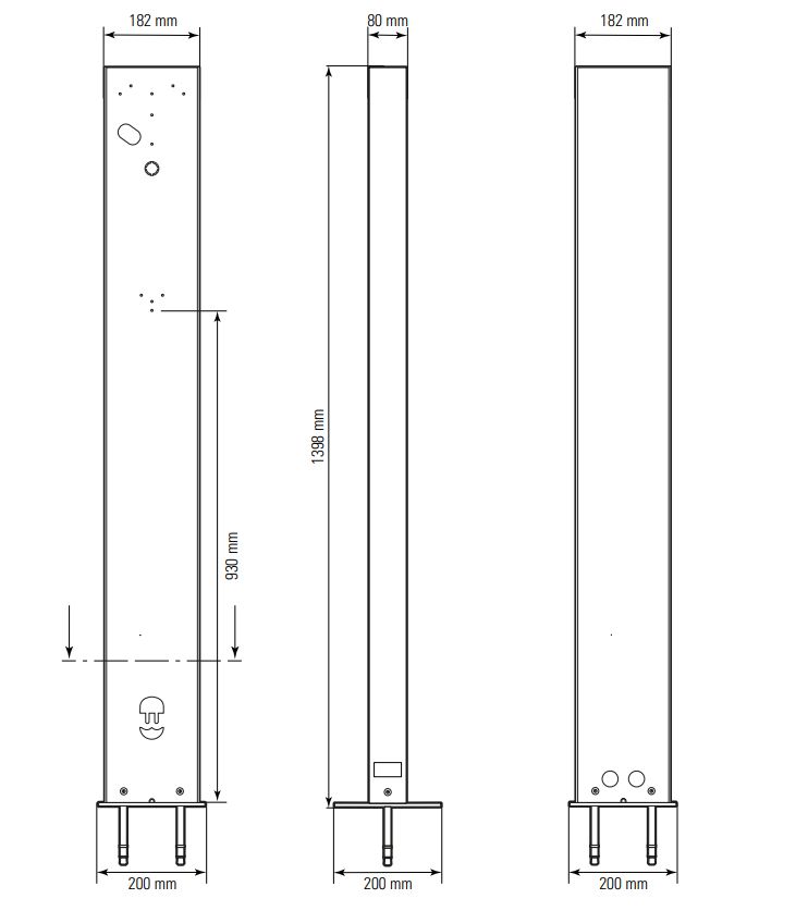 Säule E-Mobility rechteck eins 1398mm Sockel