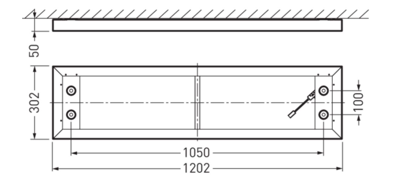 LED-Deckenanbauleuchte 30-36W 3000-4000K 4000lm ws Konv IP20 1202x302x50mm