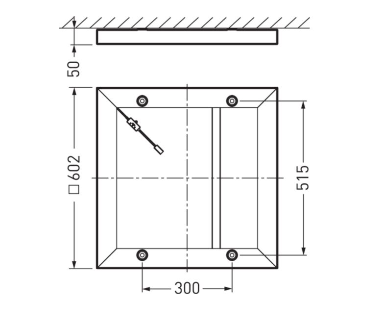LED-Deckenanbauleuchte 25-33W 3000-4000K 3600lm ws Konv IP20 602x602x50mm