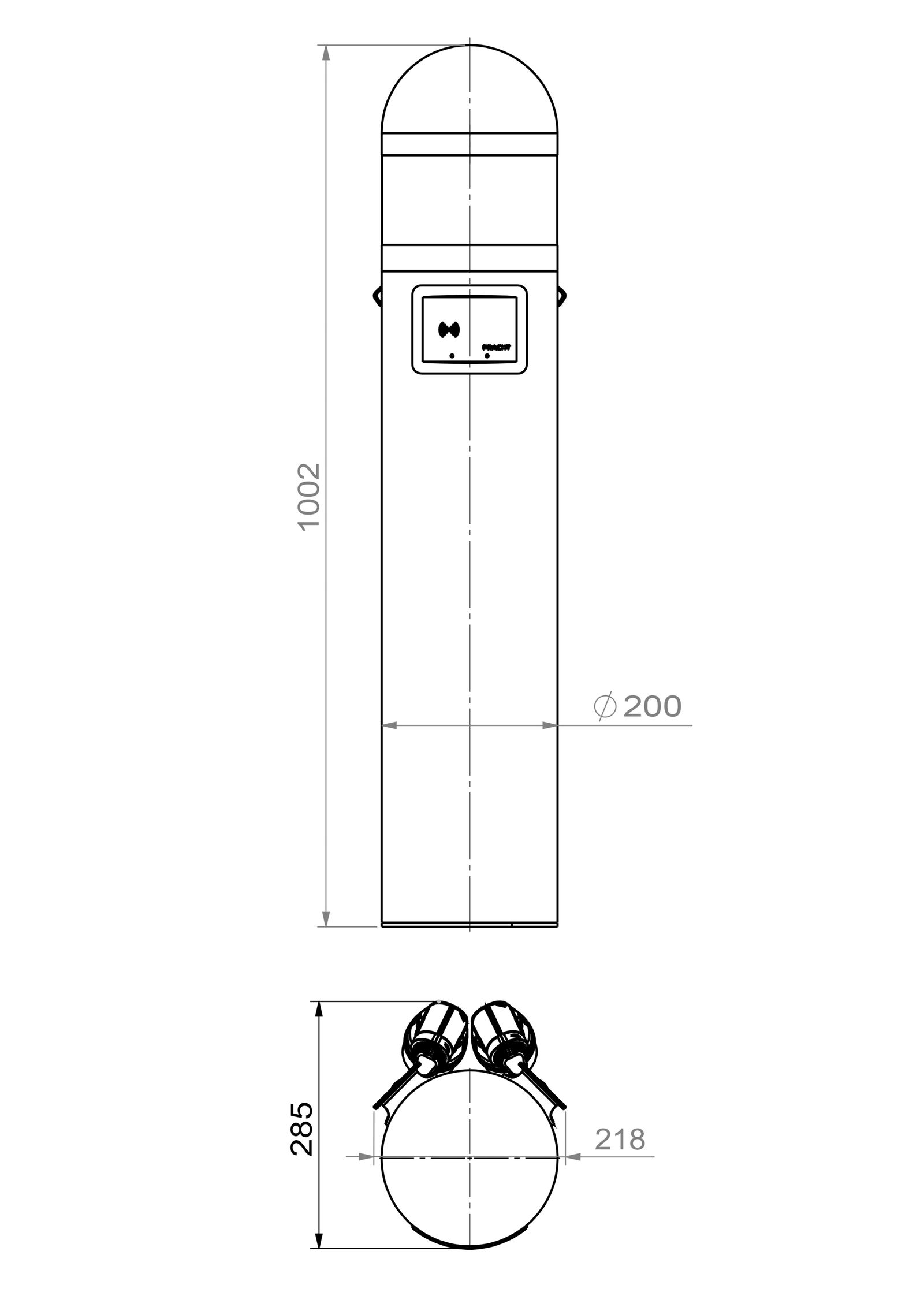 Ladesäule 13,6kVA 3ph L5,5m 2f Bodenbef 11kW/Ladep IP66 218x1002x285mm Alu IK08