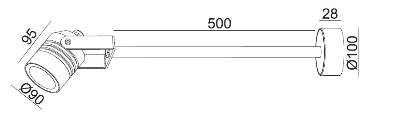 LED-Wandanbauleuchte 15W 3000K 1680lm sw Konv IP54 Ø100x680mm