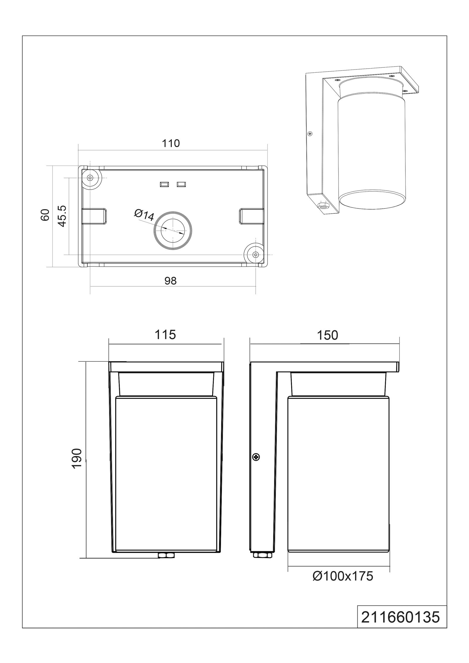 LED-Wandanbauleuchte Ardila 40W sw IP44 E27