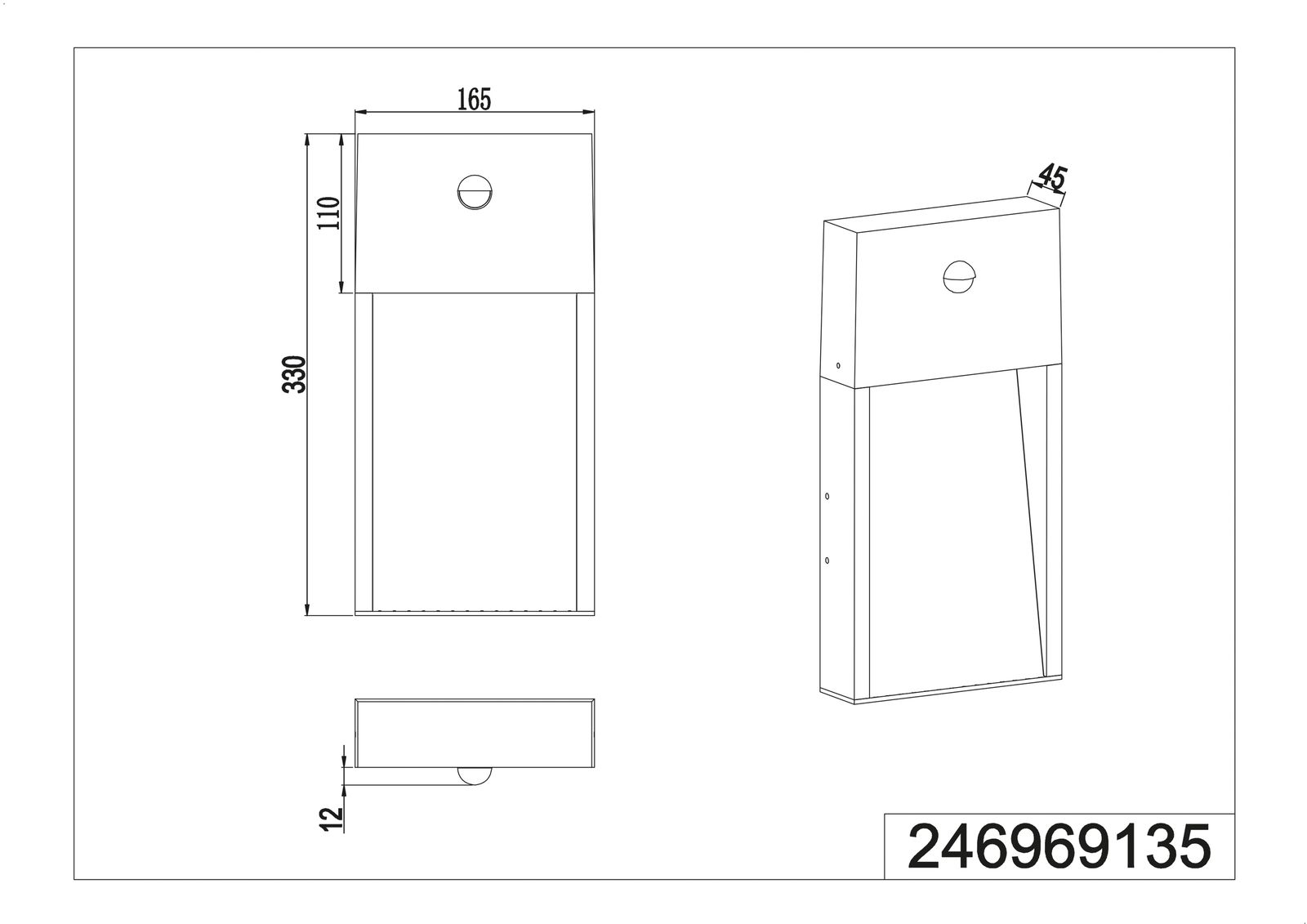 LED-Sensorleuchte SALMON 11W 3000K anth 1200lm Konv IP44 BWM