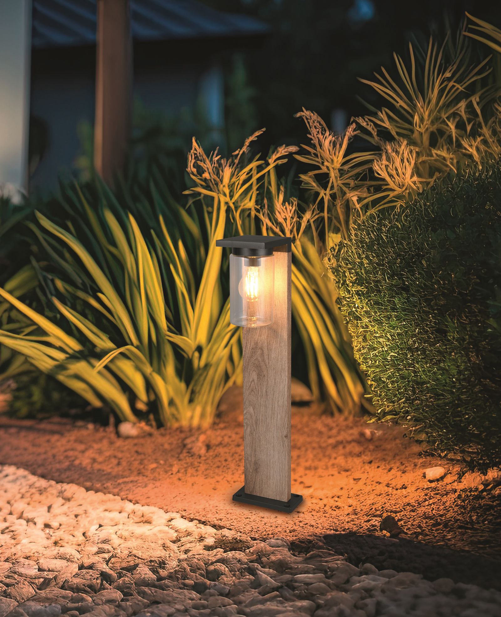 LED-Pollerleuchte 40W Ardila IP44 sw Alu Gl_tr 1LED E27 BWM