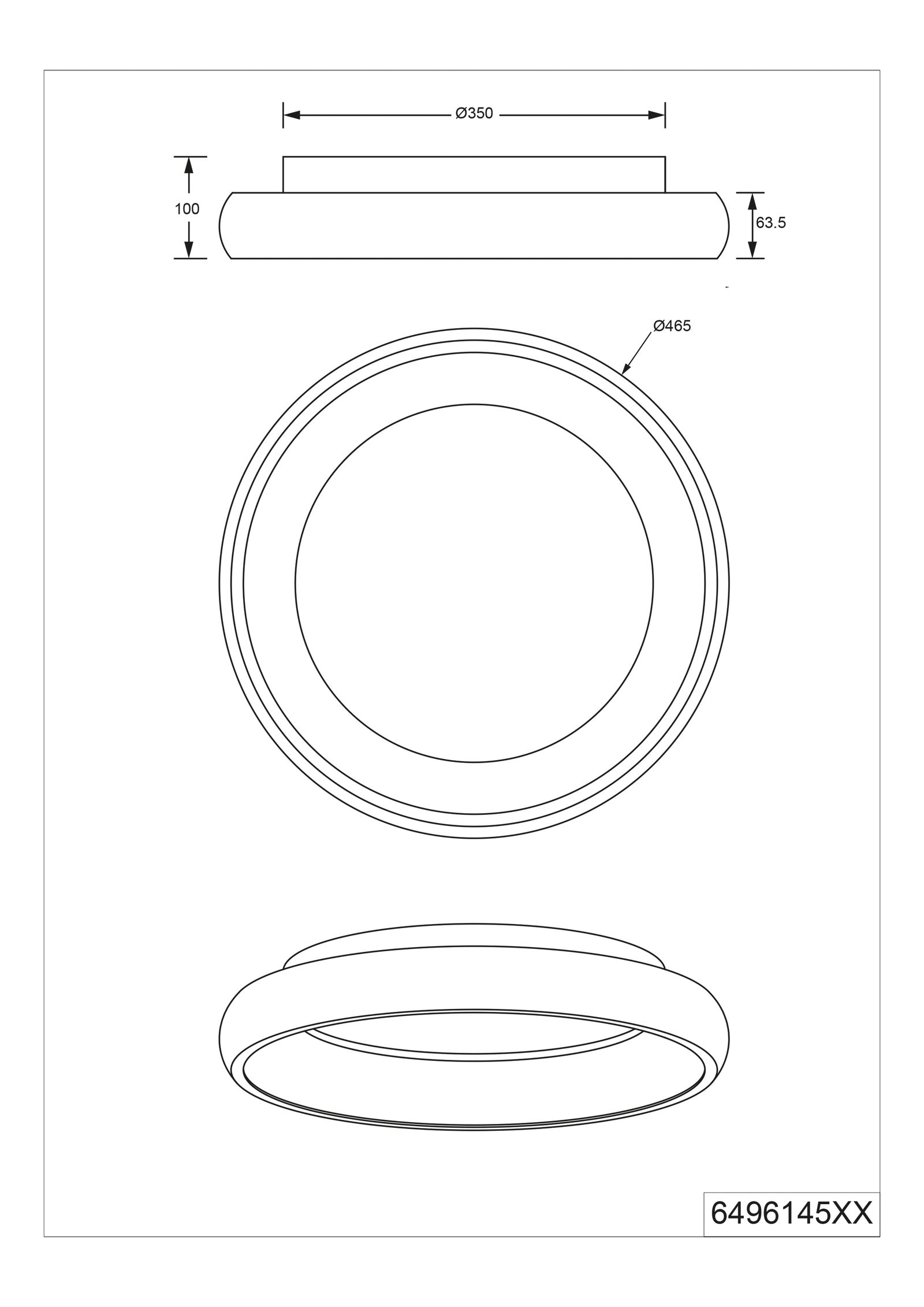 LED-Deckenanbauleuchte Cardona 29W ws 2300-4000K 3300lm Konv IP20 Ø465x100mm