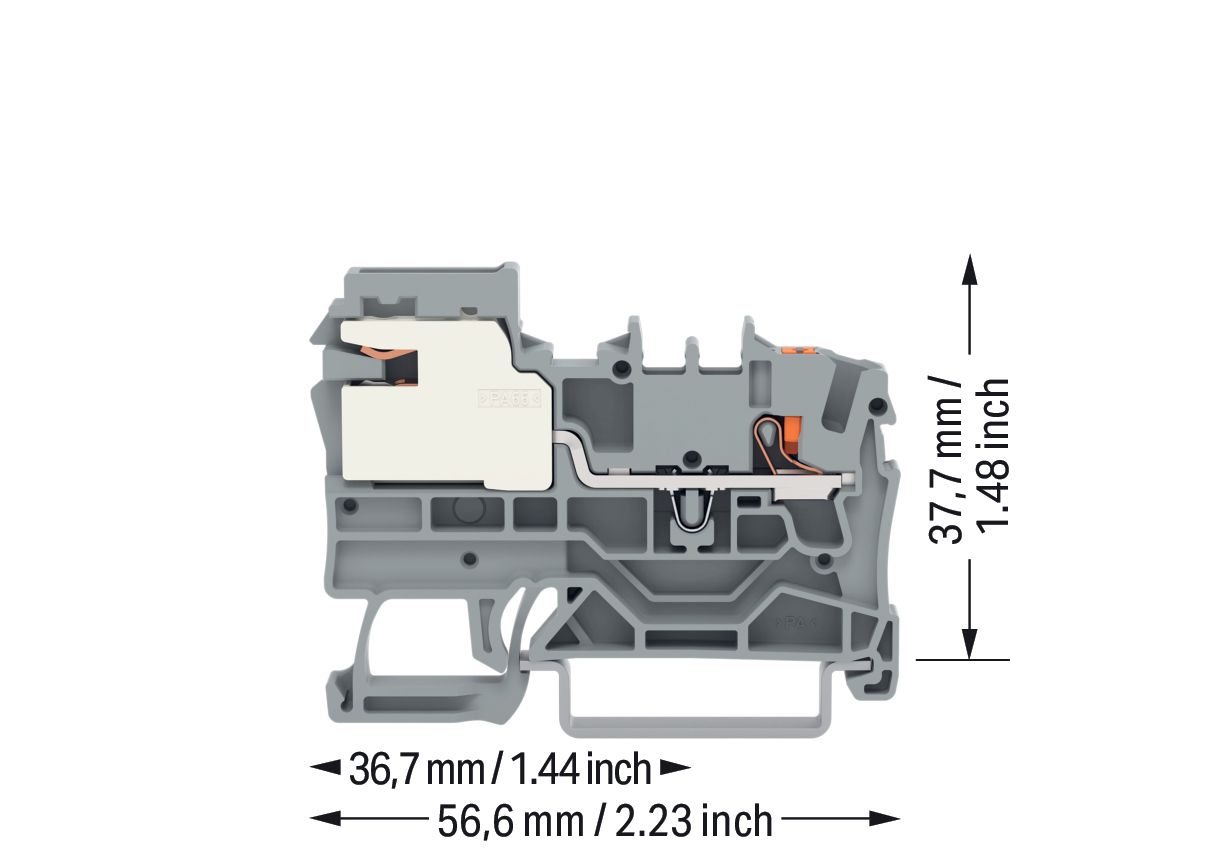 N-Trennklemme 0,25-4qmm 32A 3x10mm gr Anschlussplatte erforderlich Federzugans