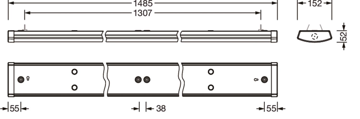 LED-Wannenleuchte Siluette 21 50W 7150lm 3000-5000K ws Konv IP44 1500x152x53mm