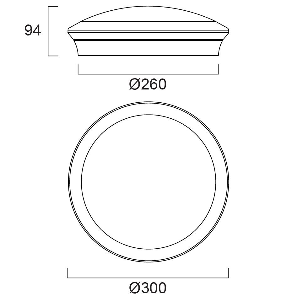 LED-Anbauleuchte 9,3-17,5W 3000-4000K ws 2000lm IP54 BWM Ø300x94mm