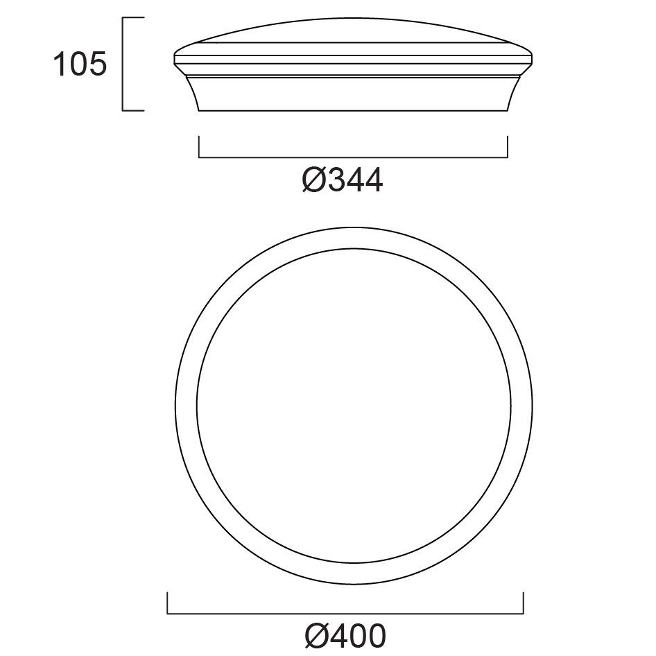 LED-Anbauleuchte 22-34W 3000-4000K ws 4000lm IP54 BWM Ø400x105mm