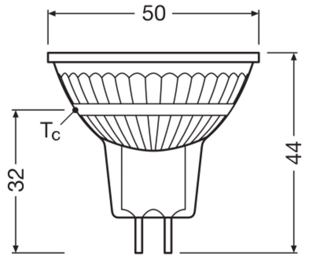 LED-Reflektorlampe GU5,3 MR16 2,1W 2700K 210lm F ws kl 36° UC Ø50x44mm 12V