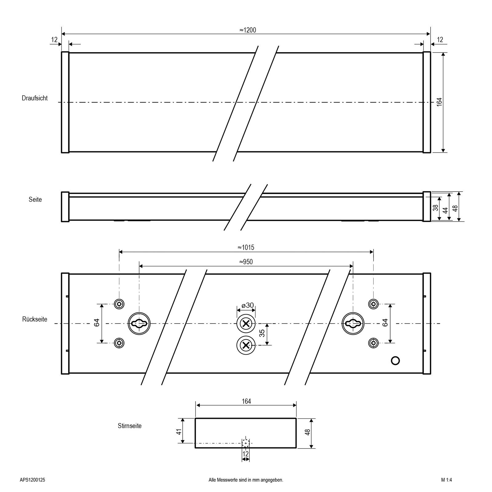 LED-Panel 1200x164mm 30W 3000-4000K IP40 4200lm ws