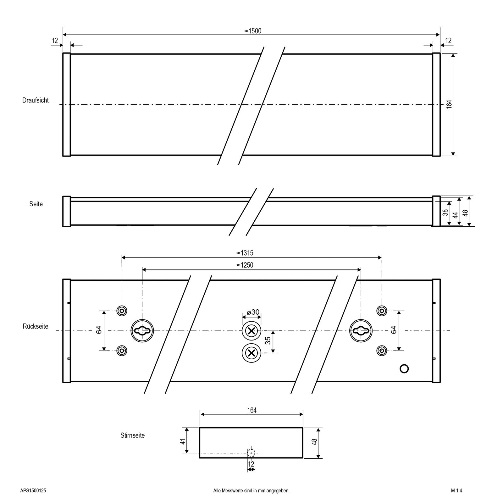 LED-Panel 1500x164mm 37W 3000-4000K IP40 5180lm ws