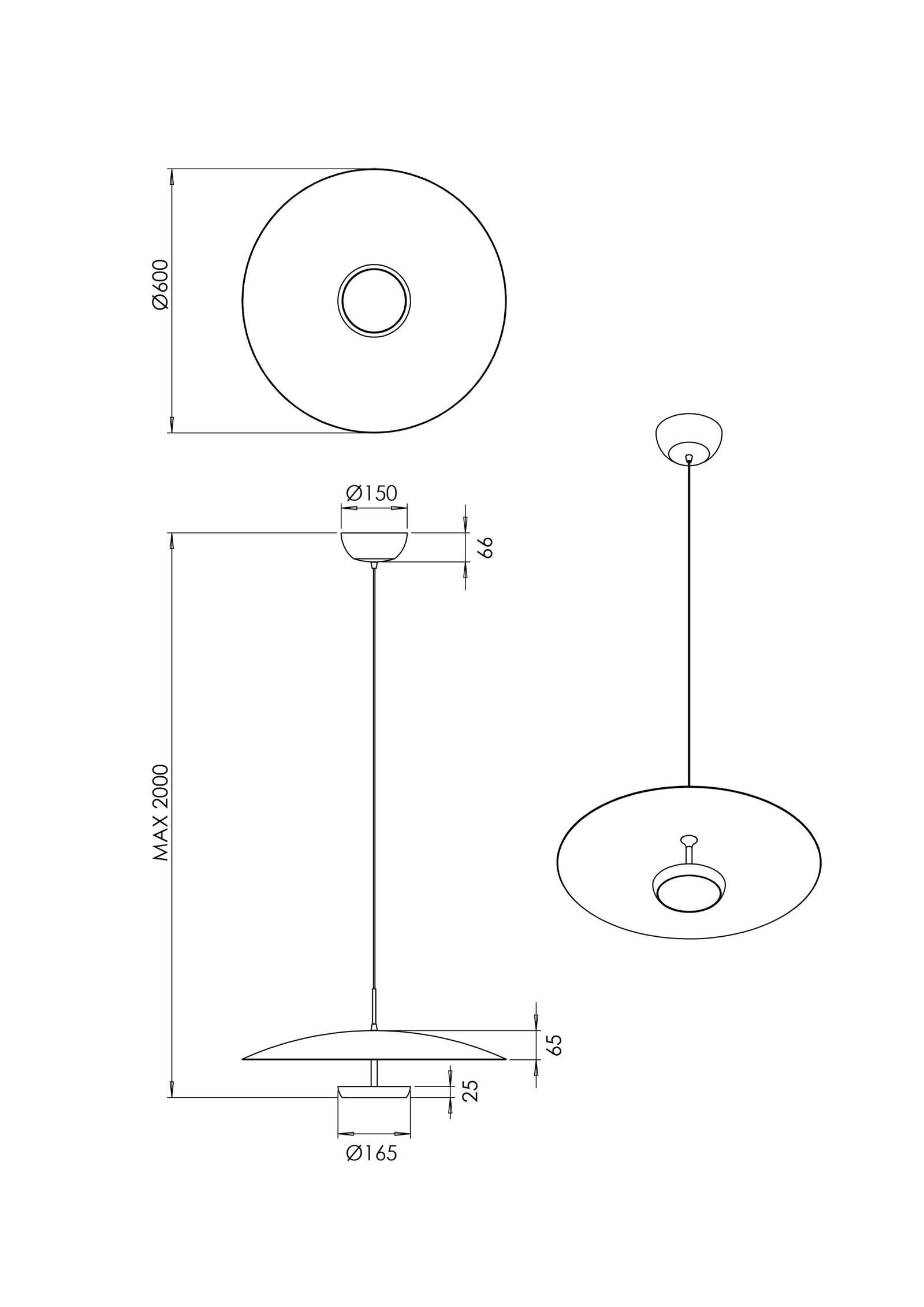 LED-Pendelleuchte 40W Yuko 3000K 3200lm sw 1LED LED nicht austauschbar sym IP20