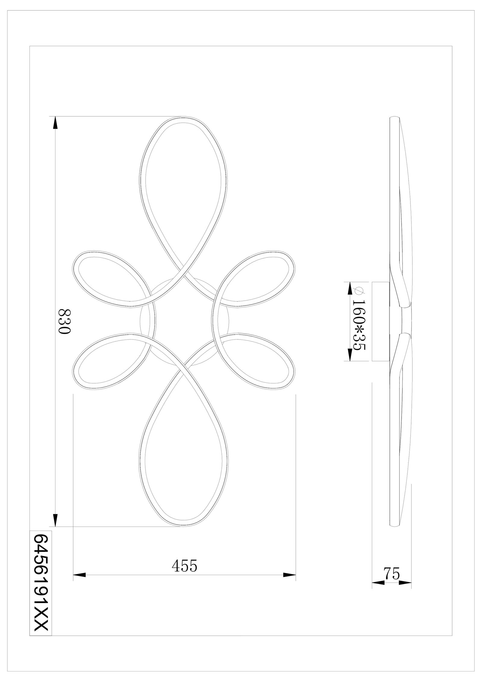 LED-Deckenanbauleuchte FLY 32W 3000K 3900lm sw Konv IP20 830x455x75mm