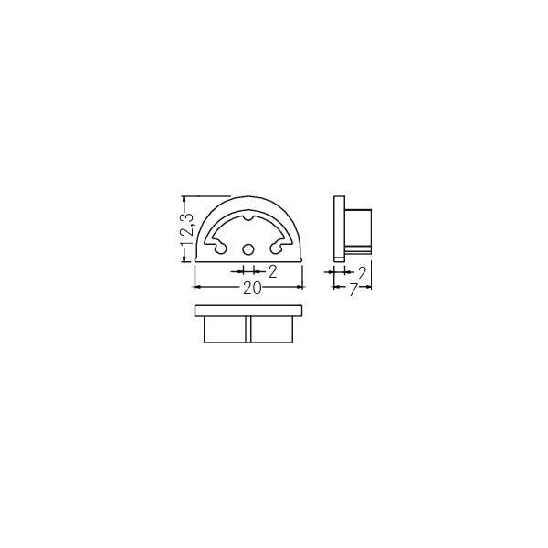 Endkappe sw Kst B20mm H12,3mm