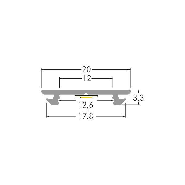 Aufbauprofil sw Alu 2000x20x3,3mm