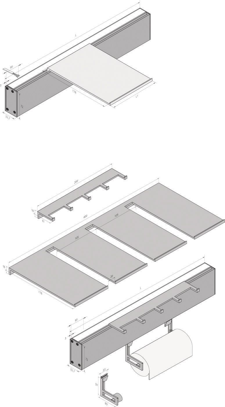 Ausleger sw Alu L178mm B400mm H18mm