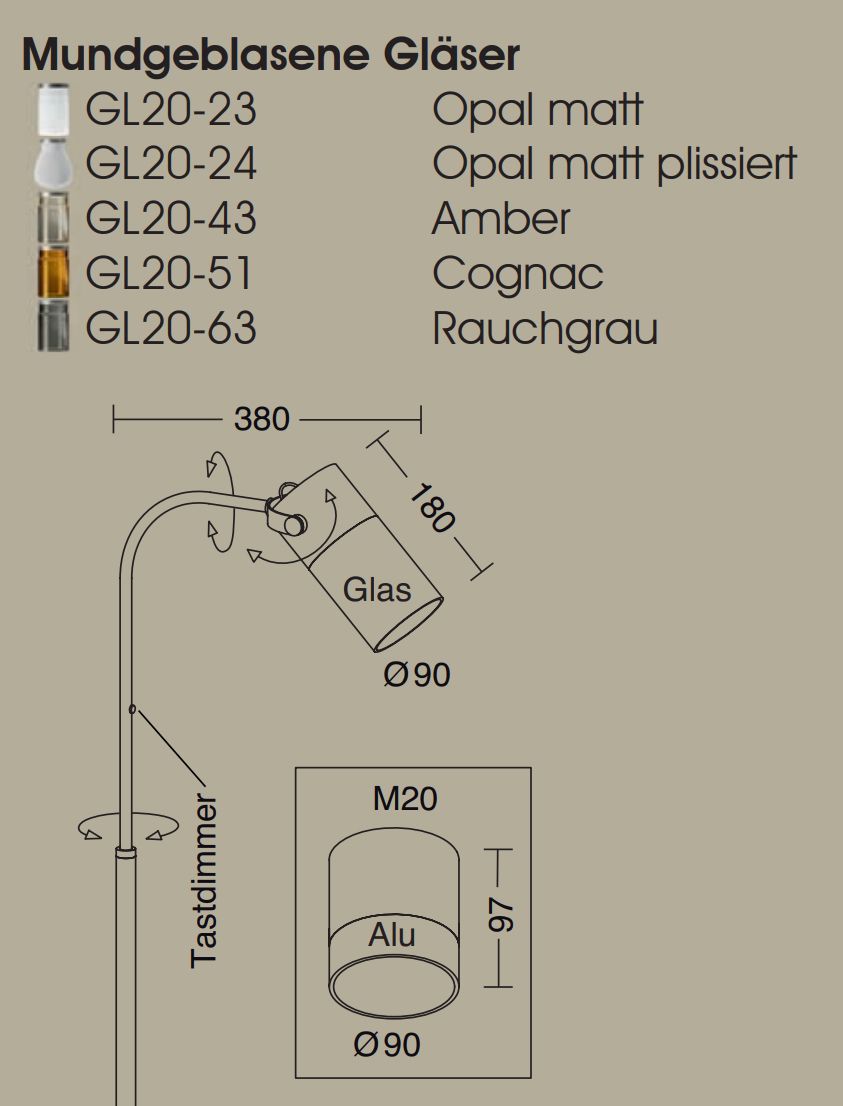Ersatzglas AURA sym direkt Glas Ø90mm