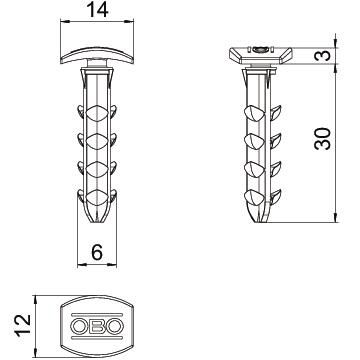 Steckdübel Ø6mm Kst L30mm